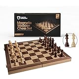 Chess Armory Juego de ajedrez magnético de 38 x 38 cm, juego de ajedrez de madera de nogal con incrustaciones con tablero de ajedrez plegable, piezas de ajedrez Staunton y caja de almacenamiento, juego de ajedrez de madera