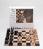 K&M Classics, Juego de ajedrez de diseño de Man Ray, Figuras con Tablero de Juego, Madera de Haya chapada, Fabricado en Alemania, 40 x 40 x 2,5 cm, Negro, marrón, 18048