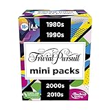 Trivial Pursuit Game Mini Packs Multipack, Preguntas divertidas de trivia para adultos y adolescentes a partir de 16 años, incluye 4 paquetes de juegos con 4 décadas