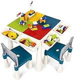 Mesa y Silla para niños, Mesa de construcción para niños, 138 Bloques, Juego de Mesa de Juego Lego, con Espacio de Almacenamiento, Apto para niños y niñas