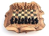 Juego de ajedrez rústico, tamaño XL incluye figuras de ajedrez, madera de olivo, hecho a mano.