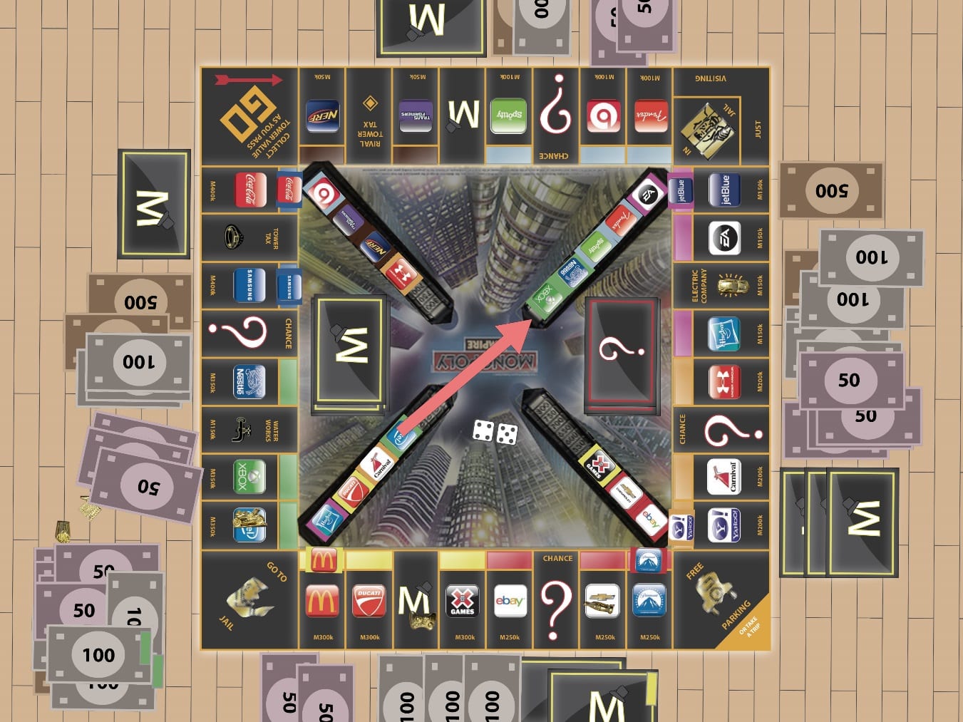Tablero del juego de mesa Monopoly Empire